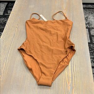 Womens One Piece Swimsuit in Bronze- SQUARE NECK